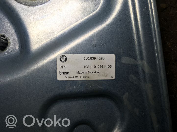 Skoda Yeti (5L) Mechanizm podnoszenia szyby tylnej bez silnika 5L0839402B