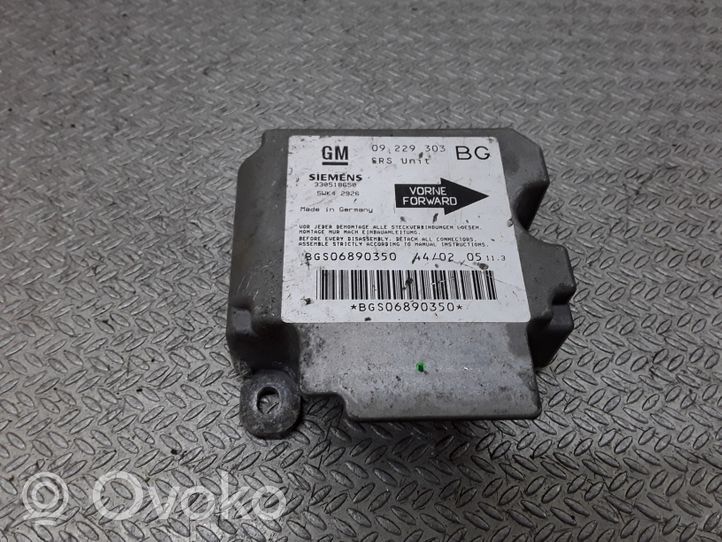 Opel Zafira A Turvatyynyn ohjainlaite/moduuli 09229303BG