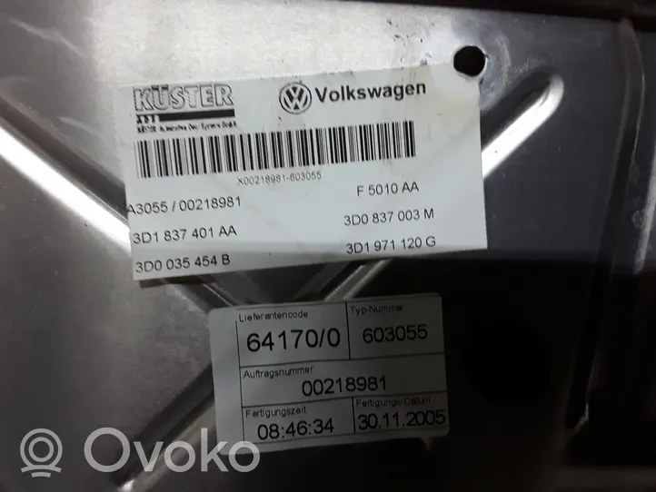 Volkswagen Phaeton Elektryczny podnośnik szyby drzwi przednich 3D0837003M