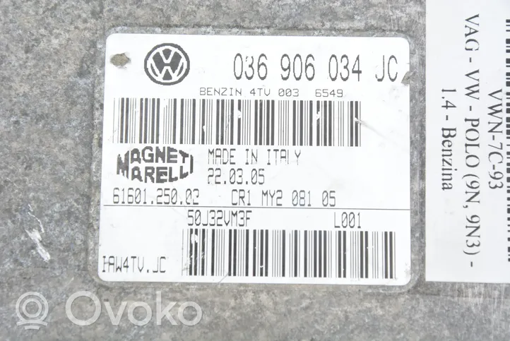 Volkswagen Polo IV 9N3 Unité de commande, module ECU de moteur 036906034JC