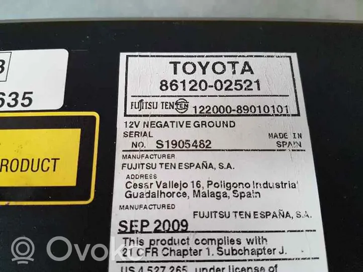 Toyota Auris E180 Radio/CD/DVD/GPS-pääyksikkö 8612002521