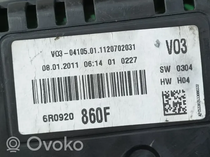 Volkswagen Polo Compteur de vitesse tableau de bord 6R0920860F