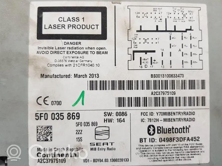 Seat Leon (5F) Radio/CD/DVD/GPS-pääyksikkö 5F0035869