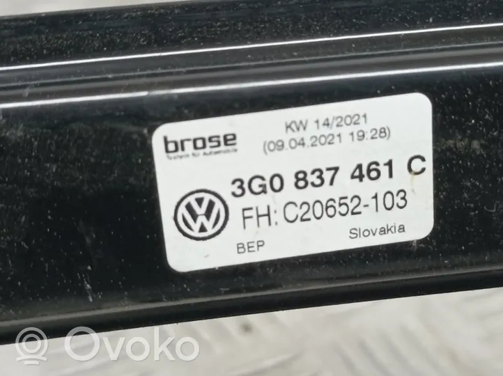 Volkswagen PASSAT B5 Priekinio el. lango pakėlimo mechanizmo komplektas 3G0837461C