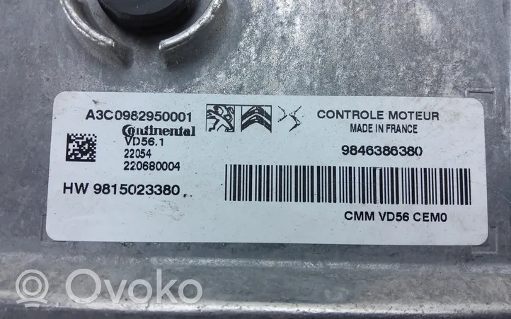 Peugeot 208 Komputer / Sterownik ECU i komplet kluczy 9815023380