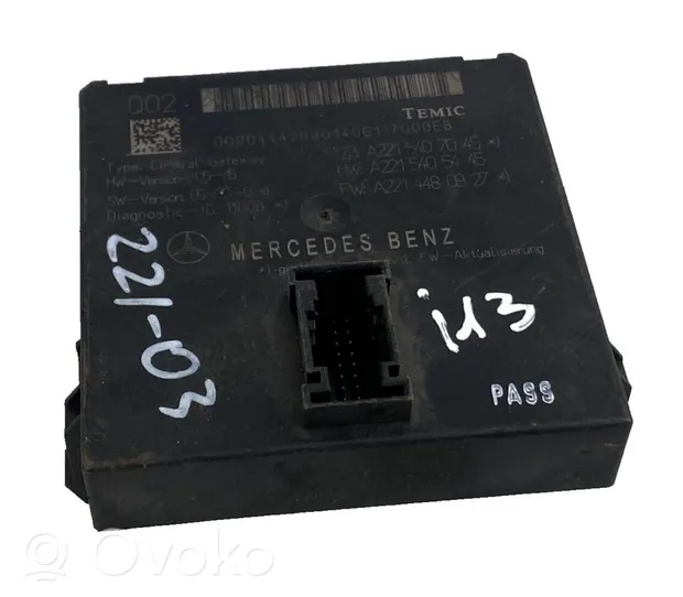 Mercedes-Benz S W221 Door central lock control unit/module A2215405445