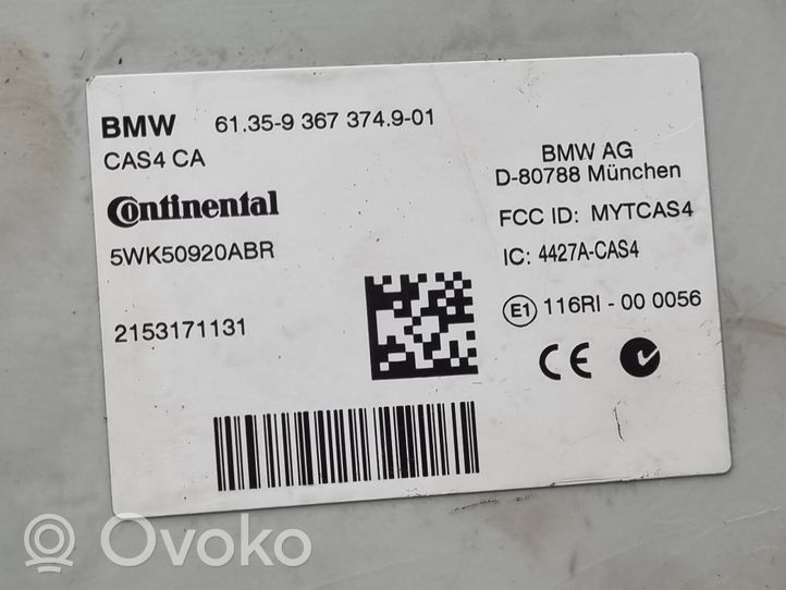 BMW 5 F10 F11 Unité de contrôle module CAS 9367374