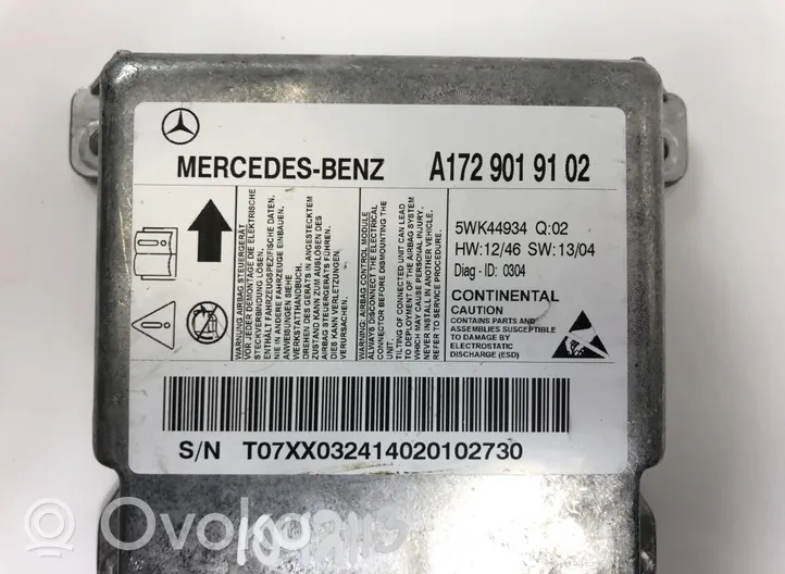 Mercedes-Benz SLK R172 Oro pagalvių valdymo blokas A1729017601