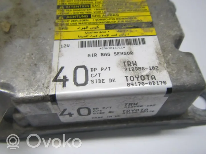 Toyota Yaris Turvatyynyn ohjainlaite/moduuli 212986-102