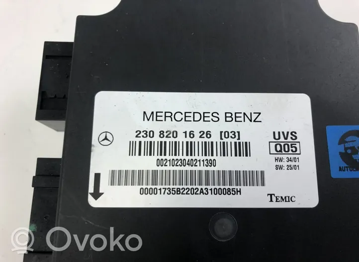 Mercedes-Benz SL R230 Kattoikkunan ohjainlaite/moduuli A2308205526