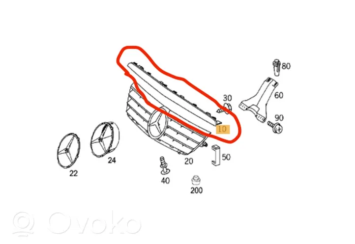 Mercedes-Benz C W203 Grille de calandre avant A2038800283