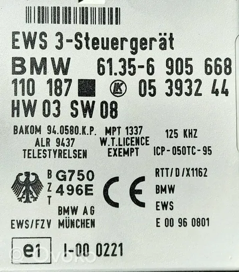 BMW 5 E39 Immobilizer control unit/module 61356905668