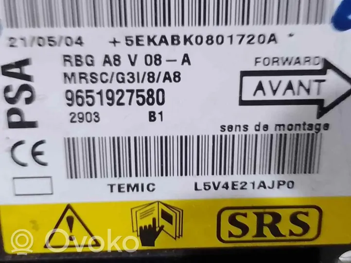 Citroen C3 Centralina/modulo airbag 9651927580