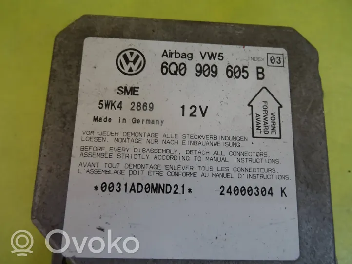 Volkswagen PASSAT B5 Centralina/modulo airbag 6Q0909605B