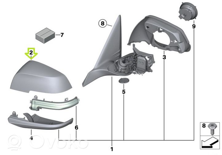 BMW M2 F87 Veidrodėlio plastikinė apdaila 8054978