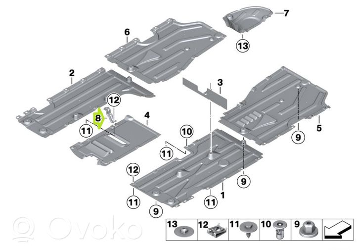 BMW X3 F25 Moottorin alustan välipohjan roiskesuoja 7213675