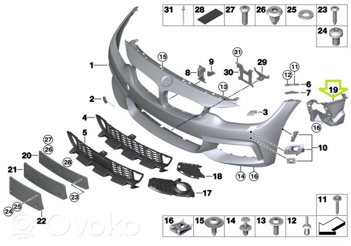 BMW 4 F32 F33 Support antibrouillard 8054511