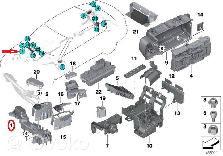 BMW 5 G30 G31 Cablaggio positivo 9339825