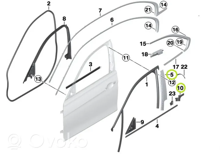 BMW 3 F30 F35 F31 Moulure de porte avant 7263383