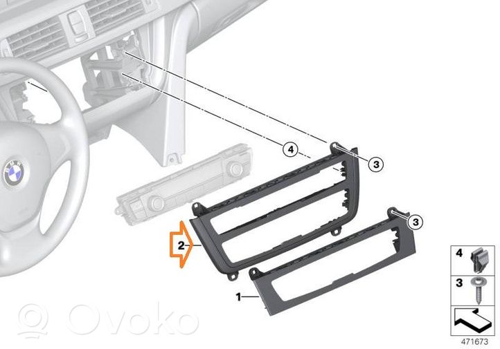 BMW 4 F32 F33 Mascherina unità principale autoradio/GPS 64119207195