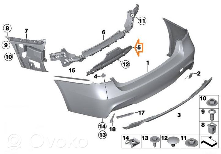 BMW M4 F82 F83 Support de pare-chocs arrière 51128054289