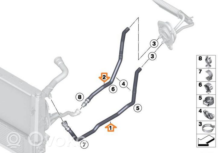 BMW 3 F30 F35 F31 Lämmittimen säteilylämmittimen letku 64219208169	