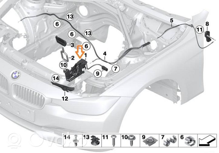 BMW M4 F82 F83 Spyna variklio dangčio 7242548