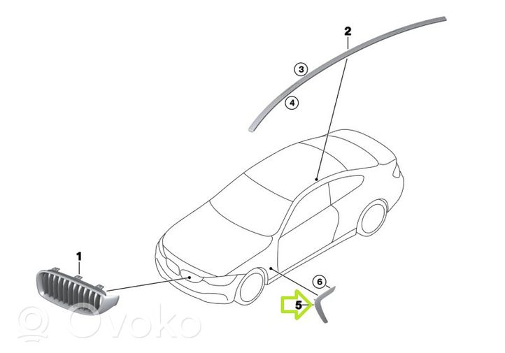 BMW 4 F32 F33 Grill / Wlot powietrza błotnika przedniego 51747294826