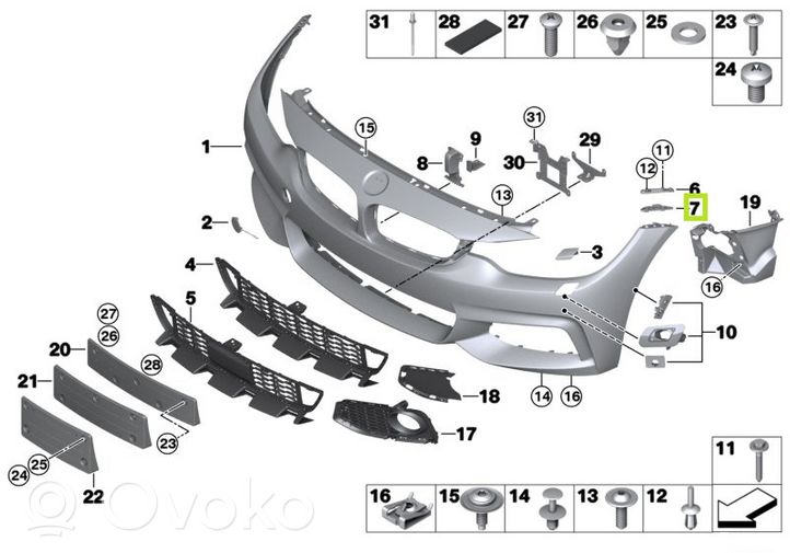 BMW 4 F32 F33 Support de montage de pare-chocs avant 7294653