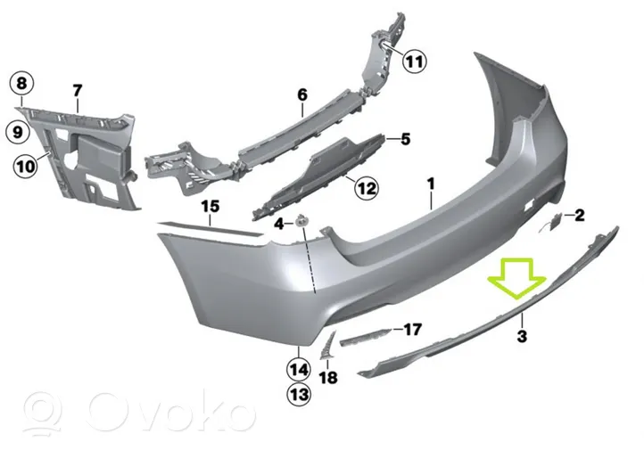 BMW M4 F82 F83 Rivestimento della parte inferiore del paraurti posteriore MV20160049