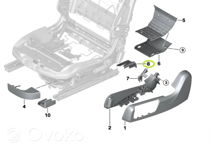 BMW 4 F32 F33 Cache rail de siège conducteur avant 7398775