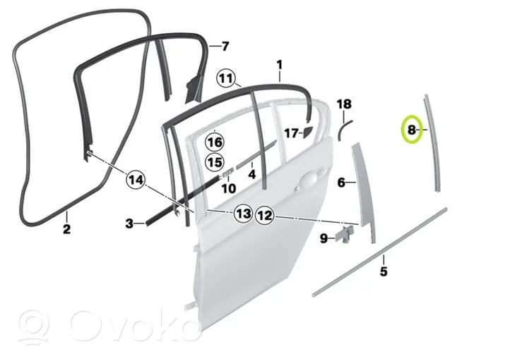 BMW 3 F30 F35 F31 Altro elemento di rivestimento della portiera posteriore 7263381