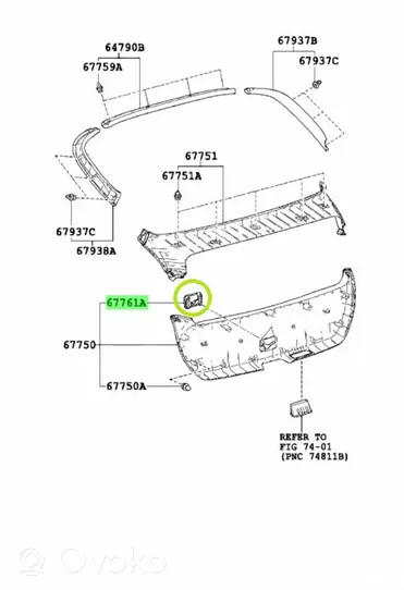 Toyota Prius (XW50) Garniture, revêtement de coffre 6472147050