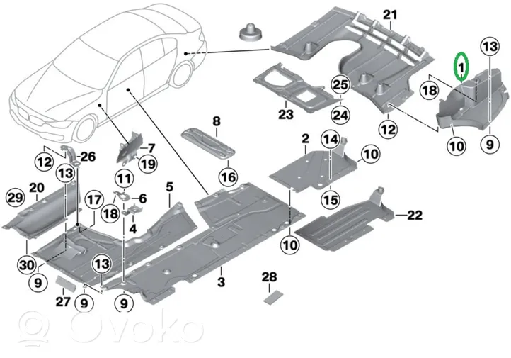 BMW 4 F32 F33 Copertura/vassoio paraurti sottoscocca posteriore 7260770