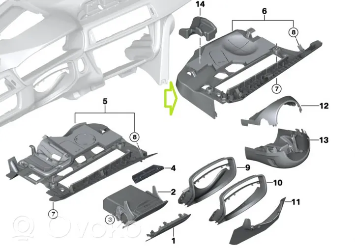 BMW 4 F32 F33 Garniture panneau inférieur de tableau de bord 9240589