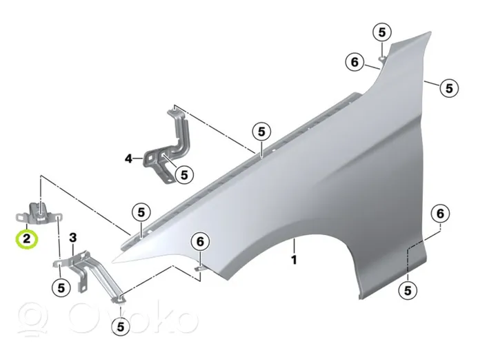 BMW 3 F30 F35 F31 Support de montage d'aile 8066938