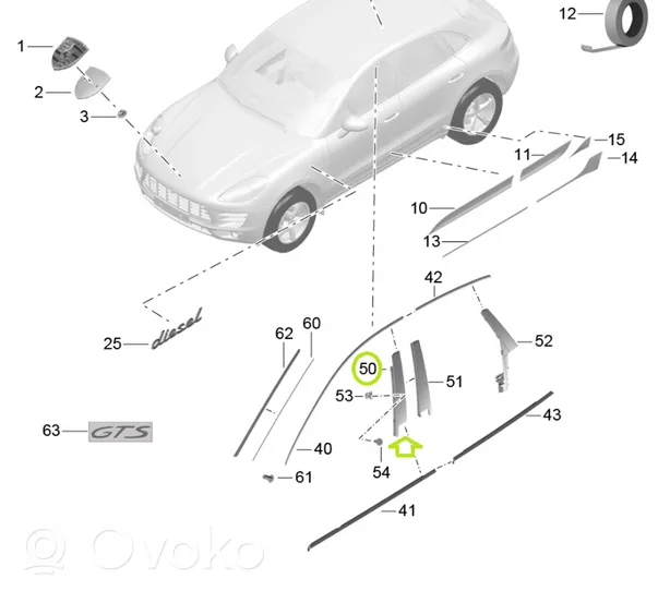 Porsche Macan Inne elementy wykończeniowe drzwi przednich 95B856318F