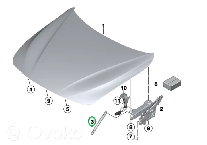 BMW 3 F30 F35 F31 Vérin, capot-moteur 7239233
