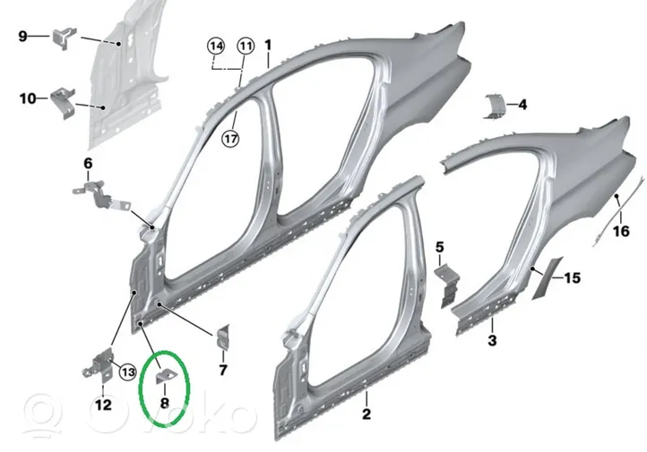 BMW 3 F30 F35 F31 Support de montage d'aile 7174365