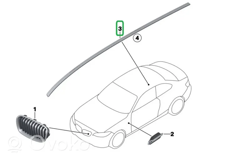 BMW 2 F22 F23 Copertura modanatura barra di rivestimento del tetto 7307735