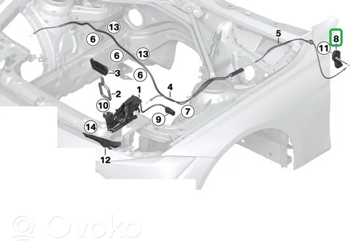 BMW M4 F82 F83 Poignée, déverrouillage du capot moteur 7309606