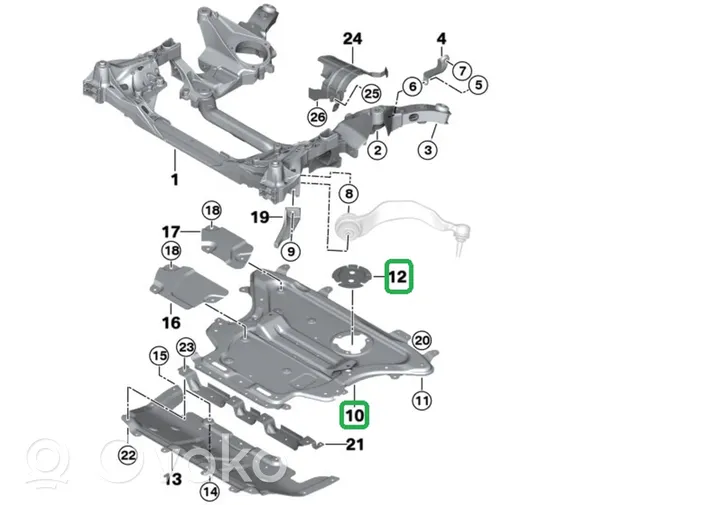 BMW 6 G32 Gran Turismo Copertura/vassoio sottoscocca anteriore 6887547