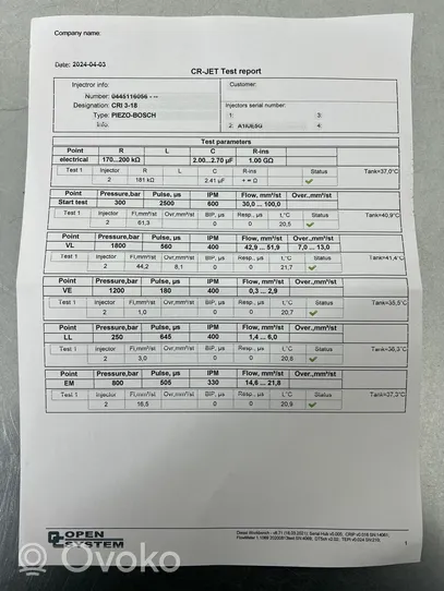 Honda CR-V Zestaw układu wtrysku paliwa 0445010635