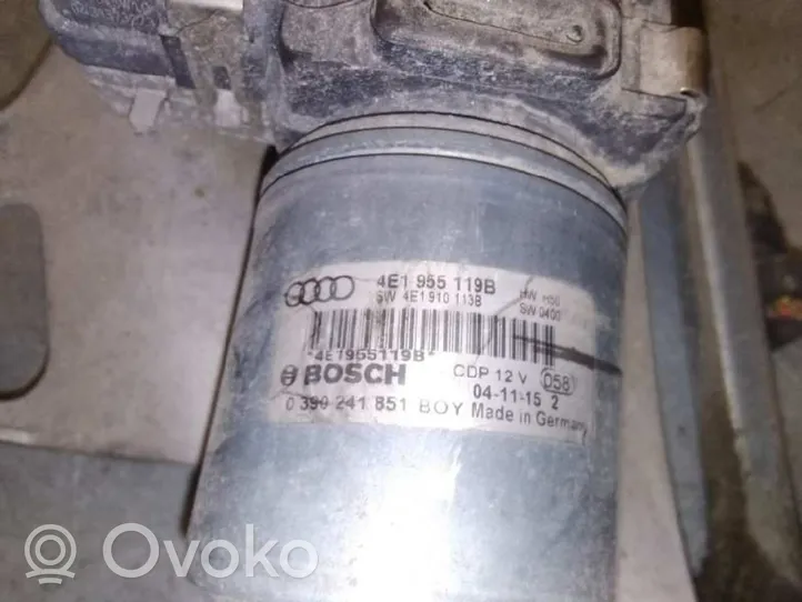 Audi A8 S8 D3 4E Tringlerie et moteur d'essuie-glace avant 4E1955119B