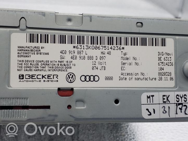 Audi Q7 4L Radio/CD/DVD/GPS-pääyksikkö 4E0919887L