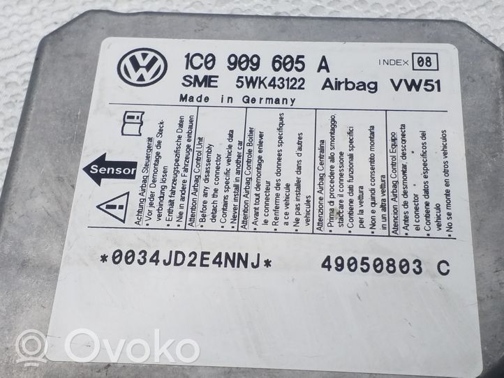 Volkswagen Transporter - Caravelle T5 Sterownik / Moduł Airbag 1C0909605A