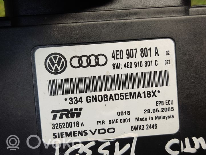 Audi A8 S8 D3 4E Rankinio stabdžio valdymo blokas 4E0907801A