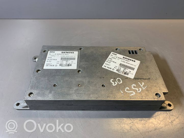 BMW 7 E65 E66 Module unité de contrôle Bluetooth 6926472