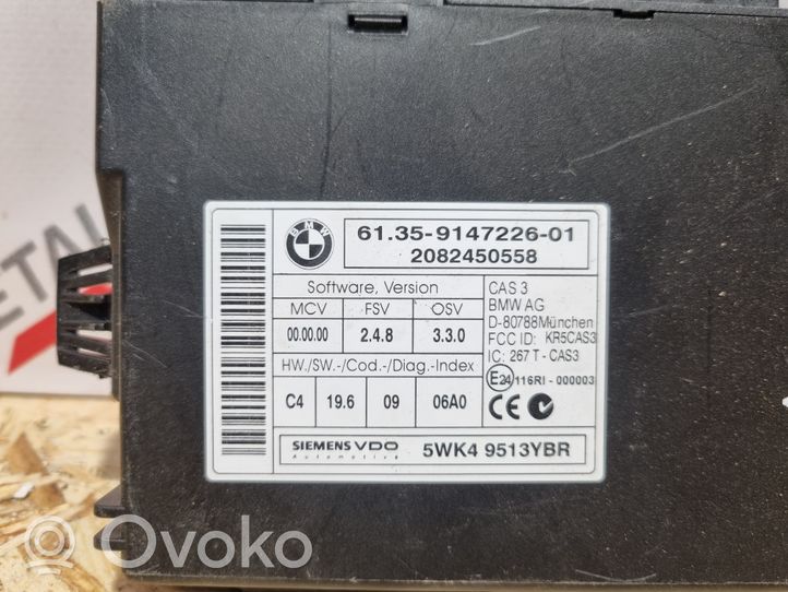 BMW 1 E82 E88 Unité de contrôle module CAS 9147226