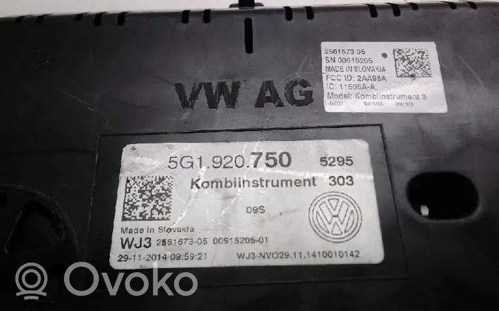 Volkswagen Golf SportWagen Tachimetro (quadro strumenti) 5G1920750